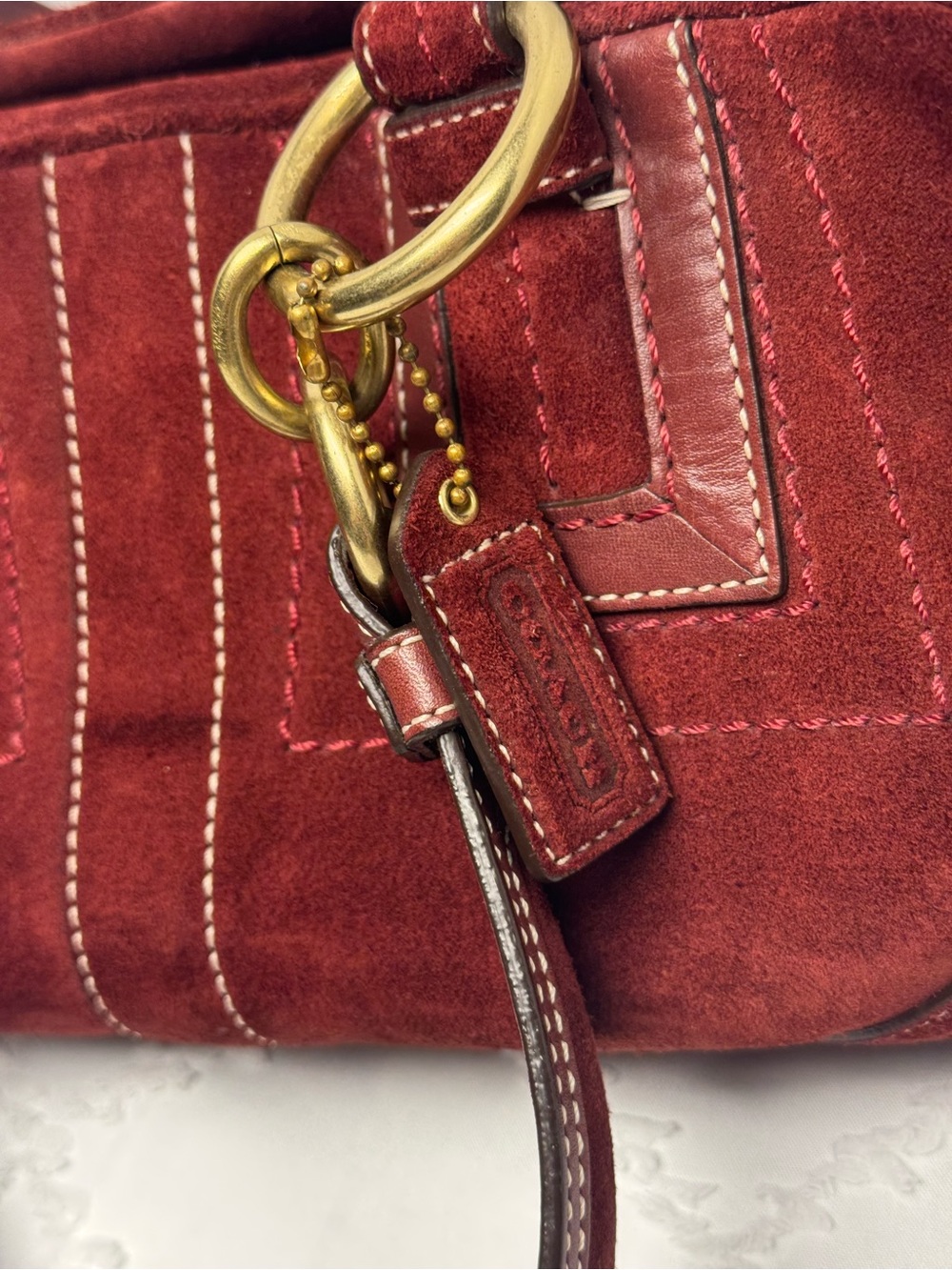 Vintage Y2K Coach Soho Mia Suede Satchel In Rich Burg… - Gem